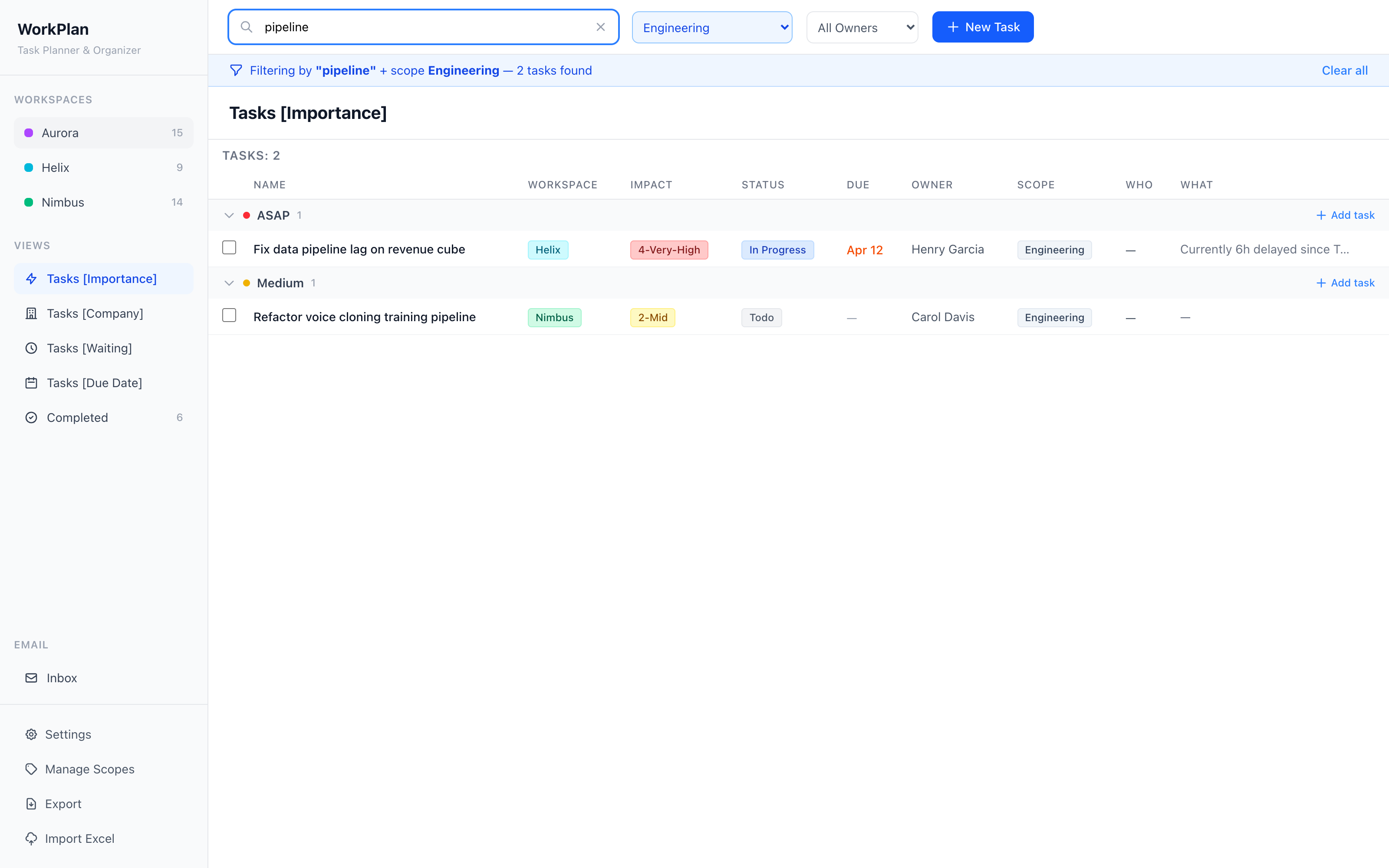 Text search and scope filter combined